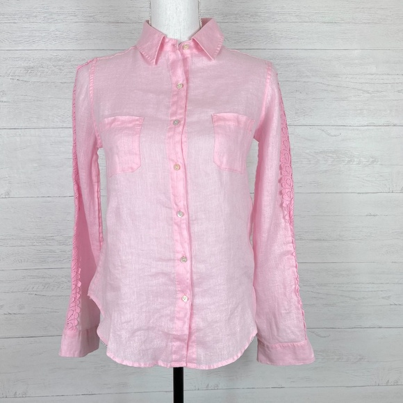 Lilly Pulitzer Sea View Button Down Shirt XXS Pink - Picture 4 of 12